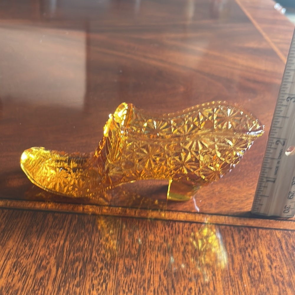 Kanawha glass shoes amber Cadium vintage shoe - Picture 10 of 10